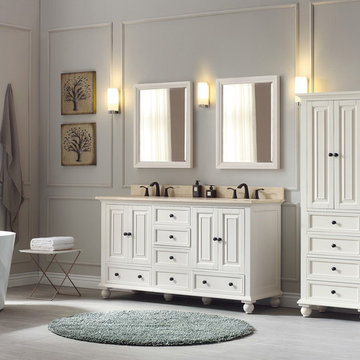 Avanity Thompson 61 in. Double Sink Vanity Combo in French White finish