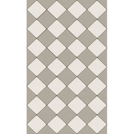 Joli Sol Checkers Ivory and Gray Vinyl Mat, 36x60 Rectangle