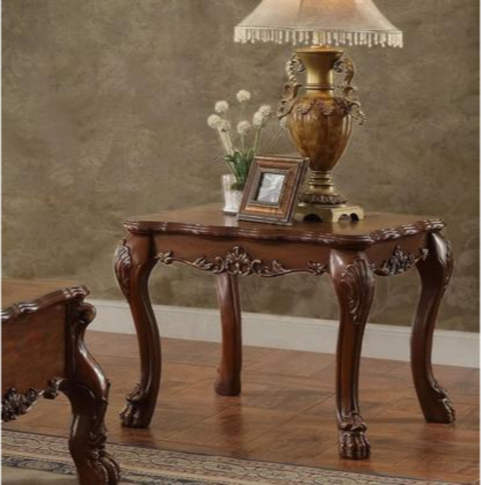 Benzara BM186281 Traditional Wooden End Table with Claw Feet, Cherry