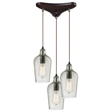 SouthWestern Transitional Three Light Chandelier-Clear Glass Color - Chandelier