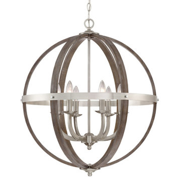 Bellevue QZCH5826 Mayes 6 Light 24" Candle Style Chandelier - Brushed Nickel
