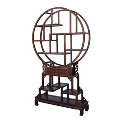 Chinese Round Top Tower Shape Display Curio Cabinet Room Divider - Accent Chests And Cabinets