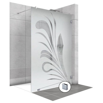 Fixed shower screen With Floral Design, Semi-Private, 43-1/2" X 75"