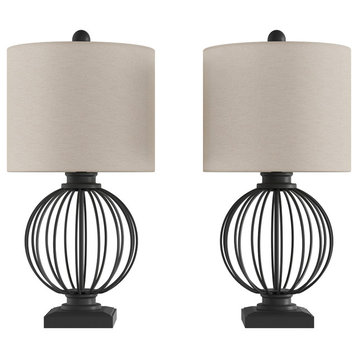 Lavish Home 2 Piece Wrought Iron Open Cage Orb Table Lamps