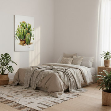 A Collection of Cacti - Illustration Pencil Drawing Boho Style Wall Art