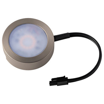 LED Puck Light, Brushed Nickel, Single 6" Lead Wire
