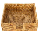 Artifacts Trading Company - Artifacts Rattan™ Luncheon Napkin Holder with Cutout, Honey Brown - Complete your table setting with this elegant handwoven napkin holder. Whether it's a casual or formal setup, our durable and tight rattan weave stained in honey brown or white wash will complement your napkins or guest towels.