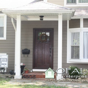Hardie Timber Bark & Monterey Taupe Siding, Arctic White Trim in Downers Grove