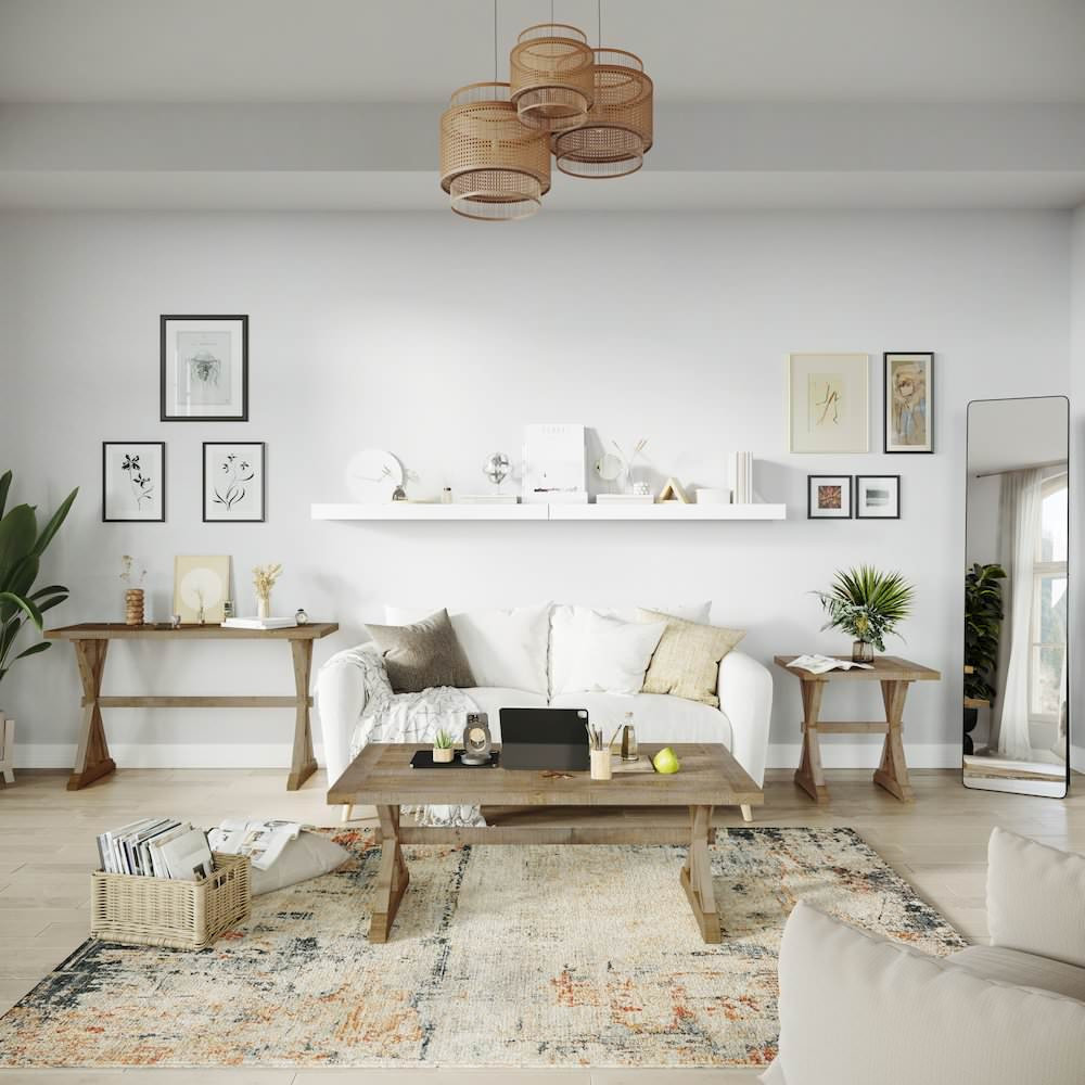 Carlyle Crossing Modern Rustic Distressed Solid Wood Coffee Table with ...