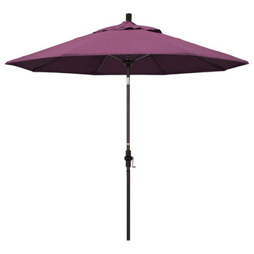 9' Bronze Collar Tilt Lift Fiberglass Rib Aluminum Umbrella, Sunbrella, Iris