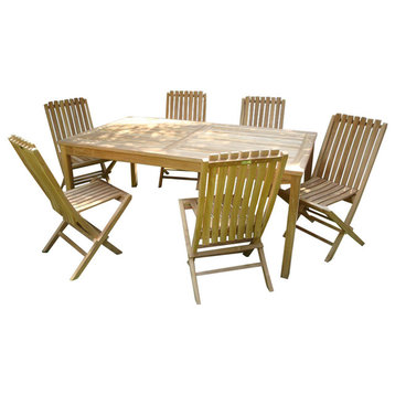 71x35" Table with 6 Folding Chairs, Grade A Teak