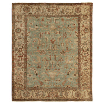 Antique Weave Serapi Hand-Knotted Wool Light Blue/Ivory Area Rug, 9'x12'