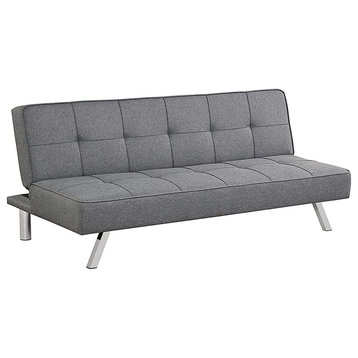 Modern Armless Sofa, Convertible Design With Tufted Padded Seat & Back, Gray