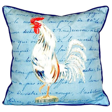 White Rooster Script Small Indoor/Outdoor Pillow 12x12 - Set of Two