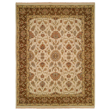 Caspian Flatweave Hand-Knotted Rug, Ivory and Brown, 9'x12'