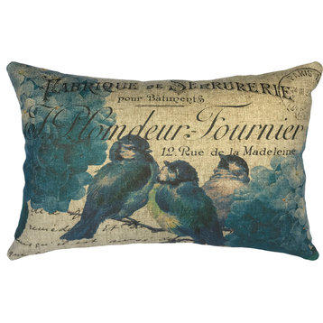Blue Birds Linen Pillow