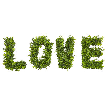 "LOVE" Boxwood Artificial Wall Decoration, Indoor/Outdoor