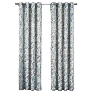 Catalina 2PC Jacquard Grommet Curtains, Gray, 108"x108", Set of 2
