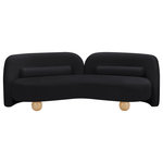Meridian Furniture - Daphne Upholstered Chair/Loveseat/Sofa, Black, Velvet, Sofa - A cloud-like oasis of comfort, the Daphne black velvet sofa is a modern sensation. Its plush upholstery invites you to sink in and relax, while the curved design offers both support and opulence. The sofa's unique silhouette is complemented by a choice of black or natural wooden legs, allowing you to customize it to your personal taste. Whether you're looking for a stylish accent piece or a comfortable spot to unwind, the Daphne sofa is the perfect choice.