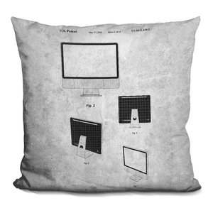 Gramophone Blueprint Decorative Accent Throw Pillow Industrial