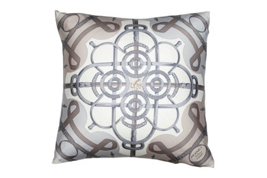 "Eperon d'Or" Hermès Silk Scarf Pillow