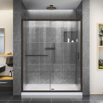 DreamLine Infinity-Z 34"Dx60"W Clear Sliding Shower Door & Center Drain Base