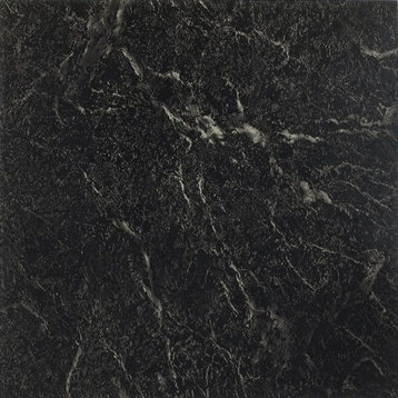 Black With White Vein Marble 12"x12" Self Adhesive Vinyl Floor Tile