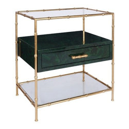Worlds Away Jensen Side Table Malachite Drawer - Dining Tables