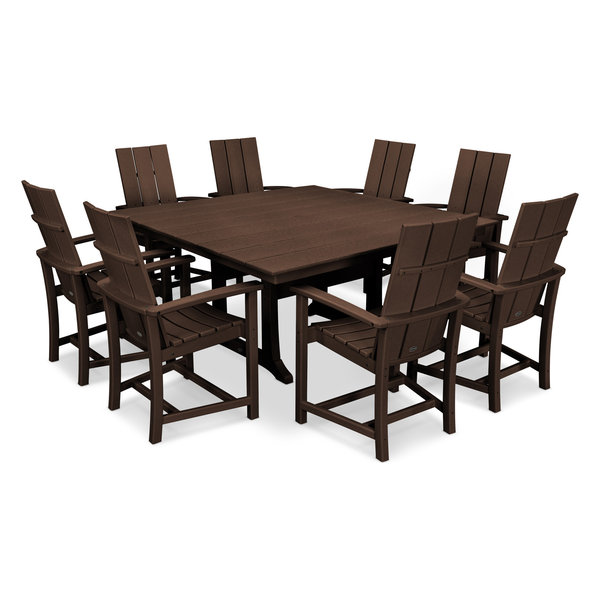 POLYWOOD Modern Adirondack 9-Piece Farmhouse Dining Set