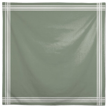 Striped Border Linen Green 58x58 Tablecloth