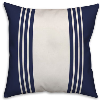 Navy and White Farmhouse Stripe 18x18 Throw Pillow