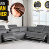 Giovanni 6-Piece 3-Power Reclining Italian Leather Sectional, Beige