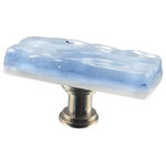 Glass Storm Studios - Indigo Mist Handmade Glass, Oblong Knob - Textured, layered and glittering light indigo glass. All our products are handmade to order.  Important: Do not use an electric drill or electric screwdriver.