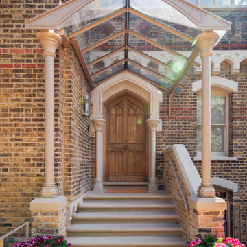 Bespoke Victorian Column Porch with Glass Canopy Roof