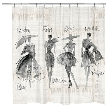 Laural Home Fashion Sketchbook Shower Curtain