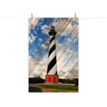 Faux Wood Cape Hatteras Lighthouse Landscape Photo Unframed Wall Art, 8" X 10"