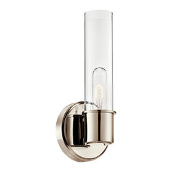 Kichler Lighting, LLC. - Aviv 13" 1 Light Wall Sconce With Clear Glass, Polished Nickel - Wall Sconces