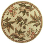 KAS - KAS Sparta 3133 Ivory Tropical Oasis Area Rug, 5'6" Round - Our Sparta Collection is an exclusively designed line of hand-tufted carpets with an antique finish. These rugs are made in China using high density Chinese wool. Classic and new designs in floral and other styles have been constructed using current color trends. These rugs are finished with a vintage vegetable-dyed look and abrash effect. The combination of fresh colors, striking design and a rustic finish gives this collection unique trend-setting characteristics.