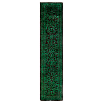 Fine Vibrance, One-of-a-Kind Hand-Knotted Area Rug Green, 2' 7" x 11' 9"