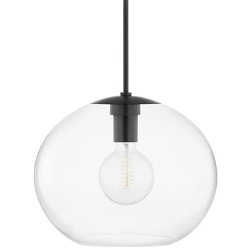 Margot 1-Light Extra Large Pendant, Old Bronze Finish, Clear Glass