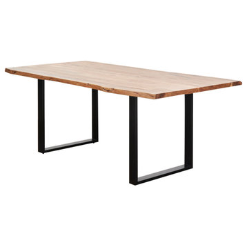 Alfi 79" Live Edge Solid Wood Dining Table With Sled base