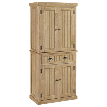 Traditional Storage Cabinet, Hardwood Frame With 4 Doors & Drawers, Brown Finish