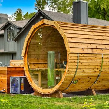 Outdoor Panoramic Cedar Barrel Sauna Project