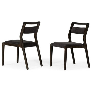 Carl Mid-Century Acacia and Brown Dining Chair, Set of 2