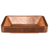19" Rectangle Skirted Vessel Hammered Copper Sink, Polished Copper