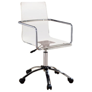 Home Square 2 Piece Set with Acrylic Office Swivel Chair and Writing Desk