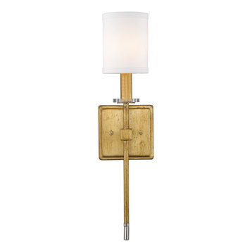 1 Light Gilded Gold Sconce with Acrylic accents and cylinder shade