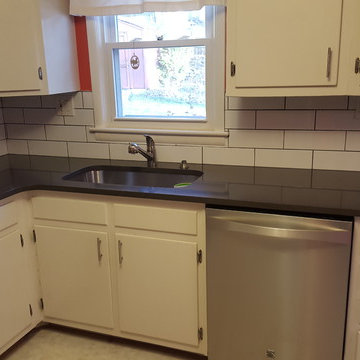 Calypso Silestone Countertops and Subway Tile Backsplash