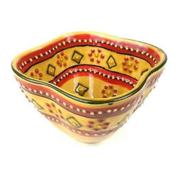 Global Crafts - Hand Painted Dip Bowl, Red - Dining Bowls