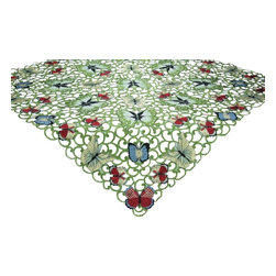 Xia Home Fashions - Butterflies 36"x36" Table Topper - Tablecloths